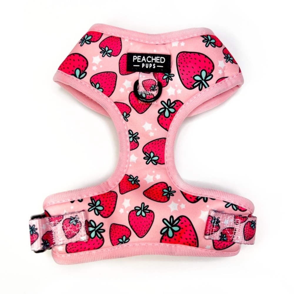 Pink Strawberry Adjustable Mesh Dog Harness